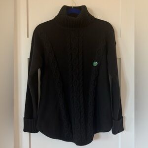 NWT black cable knit turtleneck sweater with chunky textured knit Size Medium